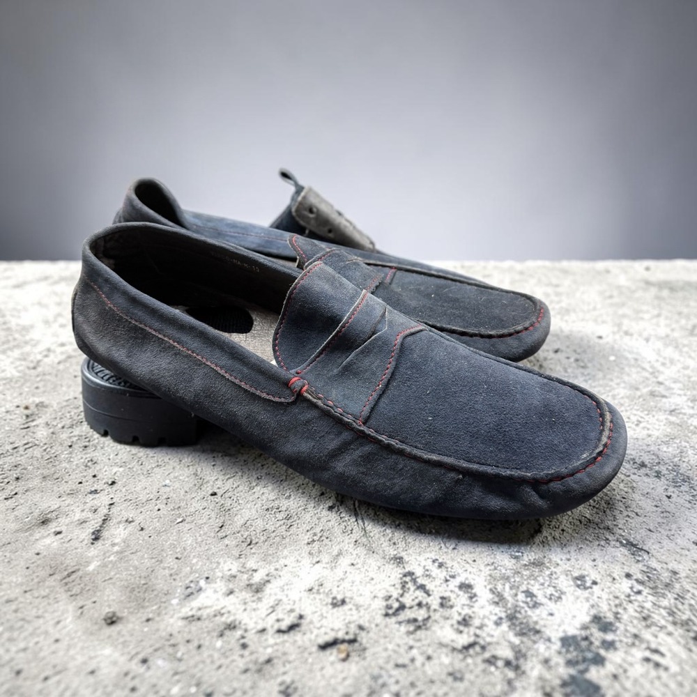 Donald J Pliner Vazo Men's Navy Blue Nubuck Leather Driving Shoes Size 13 M US